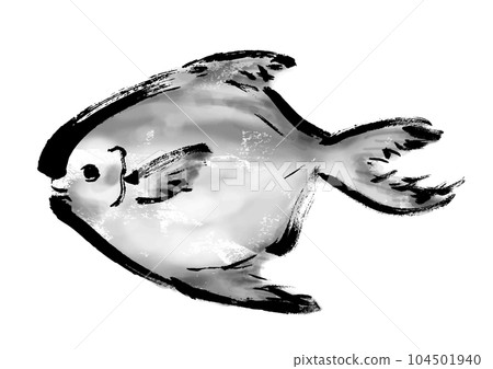 鯧魚手繪日式插畫日式素材 鯧魚手繪日式插畫日式素材 104501940