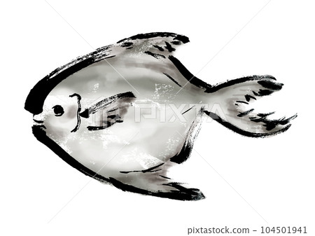 鯧魚手繪日式插畫日式素材 104501941