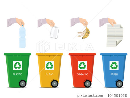 Vector infografic illustration of a separate garbage collection. Waste recycling Vector infografic illustration of a separate garbage collection. Waste recycling 104501958