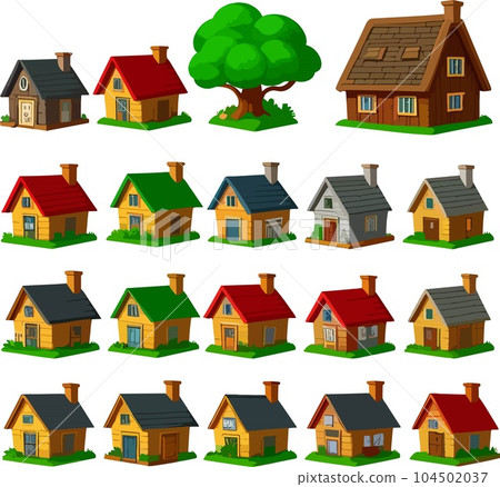Gorgeous fantasy dwarf house village art vector 104502037