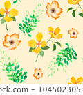 Seamless watercolor pattern whith yellow flowers on light yellow background. Suits like print on textile, clothes, paper 104502305