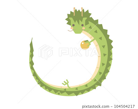 Illustration of a dragon with a wish-fulfilling jewel that can be used for New Year's cards in the year of the dragon 104504217