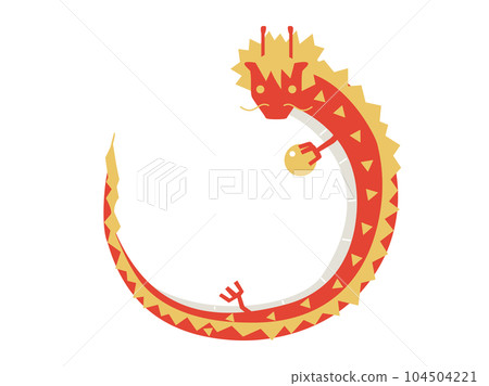 帶有如意寶珠的龍插圖，可用於龍年新年賀卡 104504221