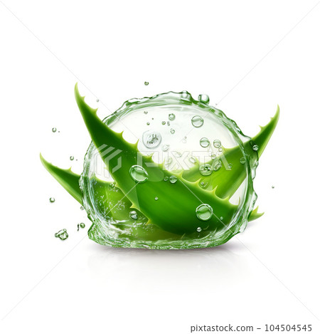 Aloe leaves and healing moisture on a white background. Aloe leaves and healing moisture on a white background. 104504545