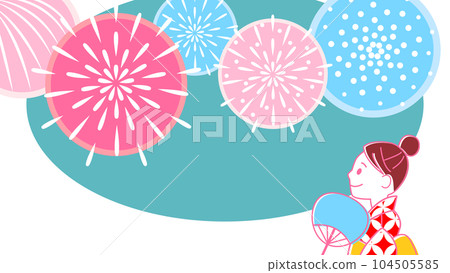 Illustration of a woman watching fireworks 104505585