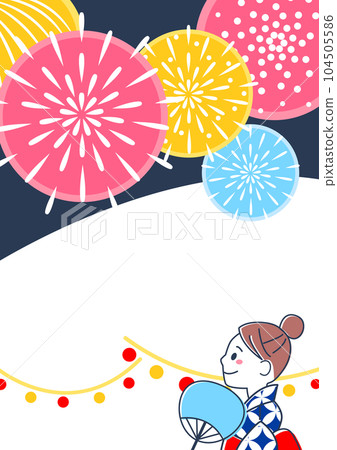 Illustration of a woman watching fireworks Illustration of a woman watching fireworks 104505586