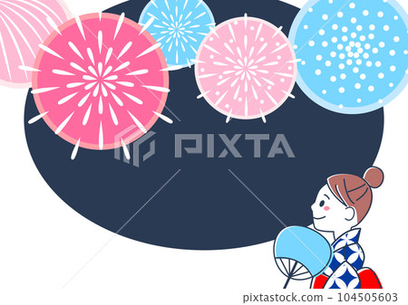 Illustration of a woman watching fireworks Illustration of a woman watching fireworks 104505603