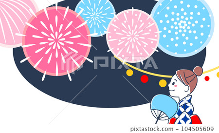 Illustration of a woman watching fireworks 104505609