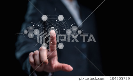 Fingerprint scan for security access with biometrics identification Fingerprint scan for security access with biometrics identification 104505729