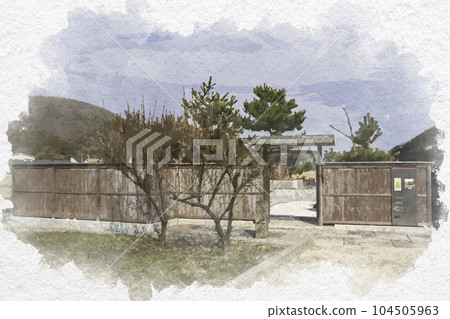 岡山縣岡山市水彩風格的衛西禪師誕生地 104505963