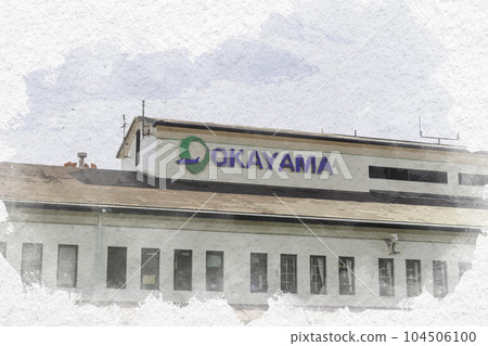 水彩風格岡山桃太郎機場 岡山縣岡山市 104506100