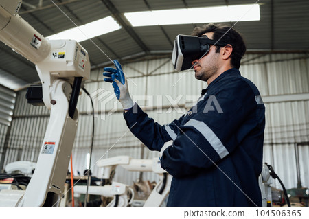 Engineer worker working with industrial technology at factory 104506365