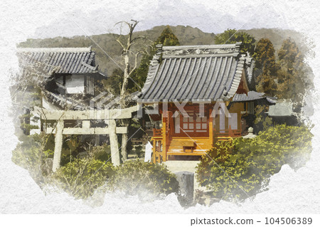 Watercolor-style Kibitsu Shrine, Uga Shrine, Okayama City, Okayama Prefecture Watercolor-style Kibitsu Shrine, Uga Shrine, Okayama City, Okayama Prefecture 104506389