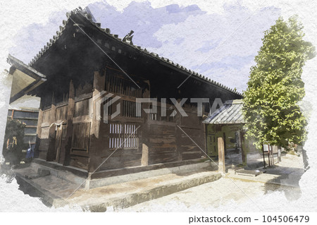 Watercolor-style Kibitsu Shrine Mitoden (Okayama City, Okayama Prefecture) Watercolor-style Kibitsu Shrine Mitoden (Okayama City, Okayama Prefecture) 104506479