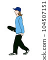 young man walking with a skateboard 104507151