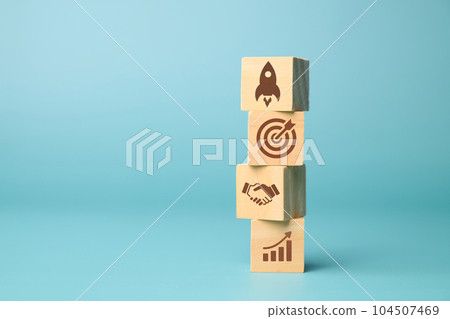 rocket icon on wooden on isolate background. rocket financial. rocket to moon rocket icon on wooden on isolate background. rocket financial. rocket to moon 104507469