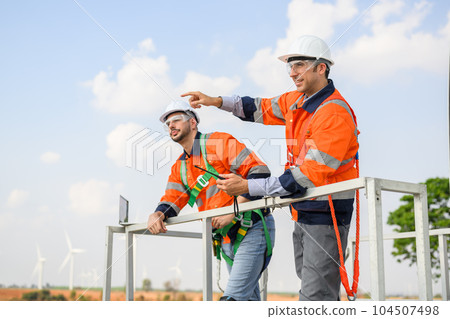 Engineer working with confident. Worker outdoor working. Mega project construction. 104507498