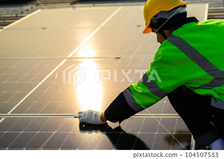 Professional engineer technician with safety helmet checking system Professional engineer technician with safety helmet checking system 104507583