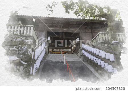 Watercolor-style Kibitsu Shrine Worship Hall, Okayama City, Okayama Prefecture 104507820