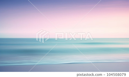 Clear blue sky sunset with horizon on calm ocean seascape background.Picturesque 104508079