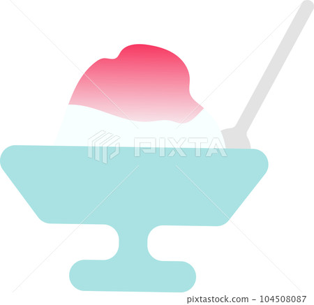 Single item illustration of strawberry flavored shaved ice 104508087
