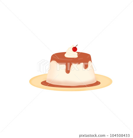 Pudding chocolate with whiped cream and cherry on top Pudding chocolate with whiped cream and cherry on top 104508433