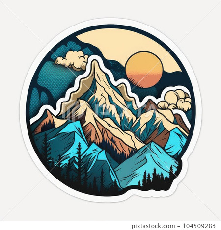 Mountain landscape graphic design flat cartoon style 104509283