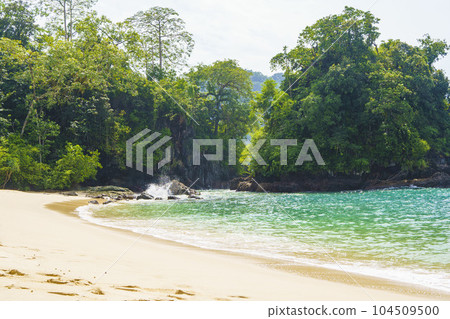 Beautiful beach called Teluk Ijo or Green Bay located in Banyuwangi, East Java, Indonesia. Beautiful beach called Teluk Ijo or Green Bay located in Banyuwangi, East Java, Indonesia. 104509500