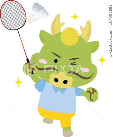 可愛的龍打羽毛球 104509692