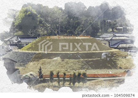 水彩風格洗足古墳修復工作岡山縣岡山市 水彩風格洗足古墳修復工作岡山縣岡山市 104509874