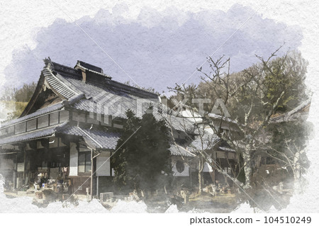 Watercolor-style Nio-ji temple office, Okayama City, Okayama Prefecture Watercolor-style Nio-ji temple office, Okayama City, Okayama Prefecture 104510249