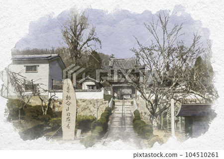 水彩風格的日王子鐘樓門,岡山縣岡山市 水彩風格的日王子鐘樓門,岡山縣岡山市 104510261
