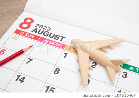 August (2023) calendar and plane 104510467