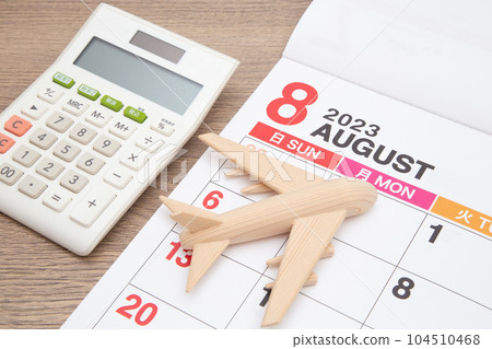 August (2023) calendar and plane 104510468