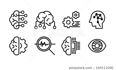AI, artificial intelligence, analysis icon set line width variable 104511090