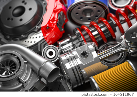 Auto parts spare  car parts background. 104511967