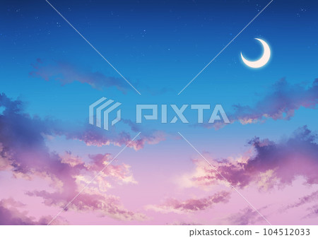 月亮的天空、雲彩和日落 月亮的天空、雲彩和日落 104512033