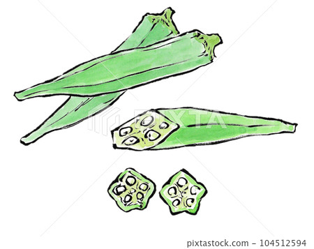Fresh summer vegetables, sticky ingredients for health, okra 104512594