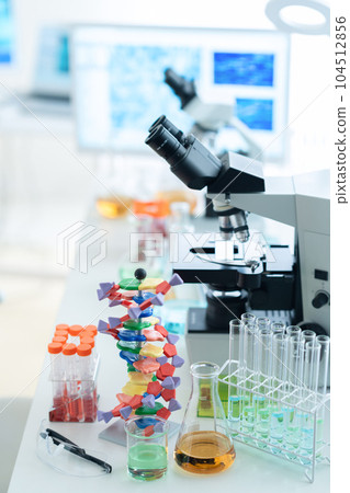 Experimental instruments and microscopes for research and development in the laboratory 104512856