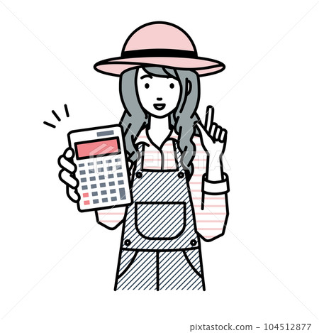 一位農婦站著拿著計算器給我們看 104512877