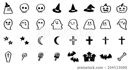 Illustration material: Hand-drawn simple cute Halloween illustration set Illustration material: Hand-drawn simple cute Halloween illustration set 104513099