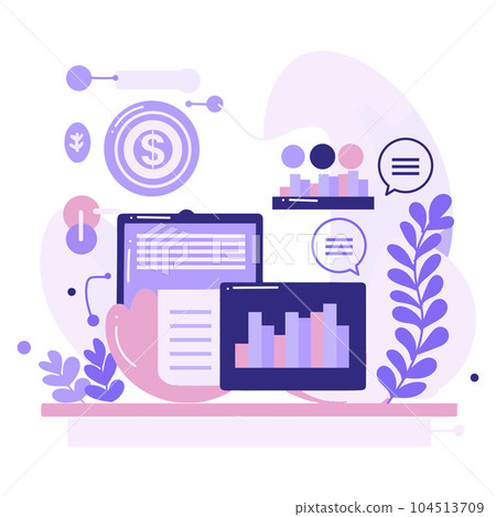 Smartphone and business in UX UI flat style Smartphone and business in UX UI flat style 104513709