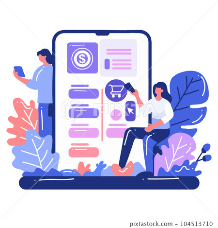 Smartphone and business in UX UI flat style Smartphone and business in UX UI flat style 104513710