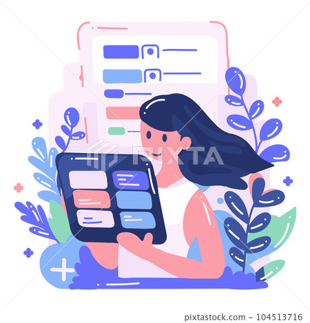 Smartphone and business in UX UI flat style Smartphone and business in UX UI flat style 104513716