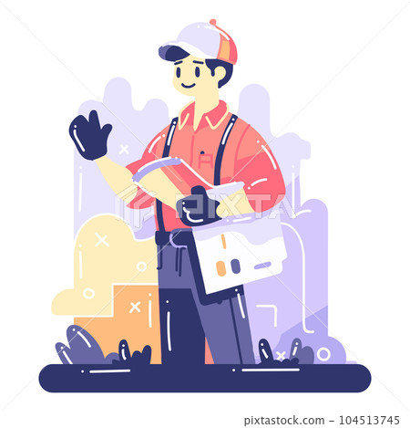 Hand Drawn carpenter character in flat style 104513745