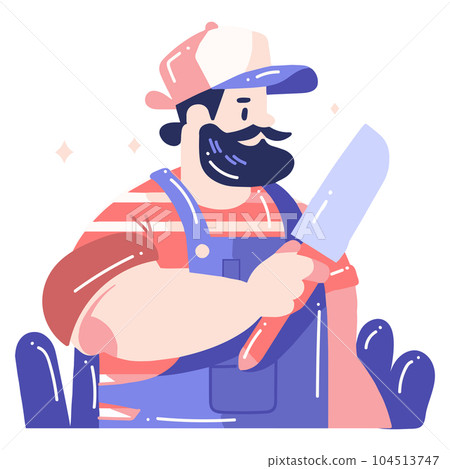 Hand Drawn carpenter character in flat style Hand Drawn carpenter character in flat style 104513747