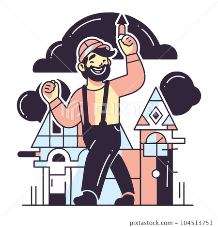 Hand Drawn carpenter character in flat style 104513751
