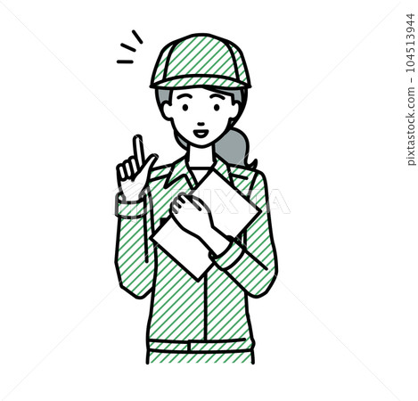 A female worker who stood up and held a document in her hand and had some inspiration A female worker who stood up and held a document in her hand and had some inspiration 104513944