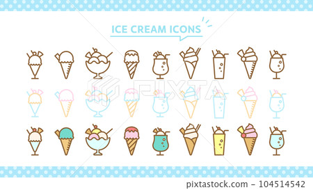 冰淇淋甜點圖標集 104514542