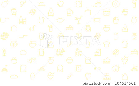 kitchen tools and cooking icons, yellow wallpaper with white background streak kitchen tools and cooking icons, yellow wallpaper with white background streak 104514561